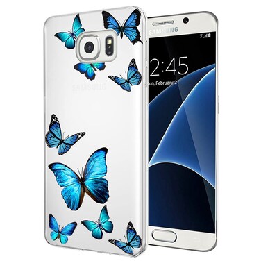 Vavies Case for Galaxy S7, Samsung S7 Case for Girls Women, Slim Shockproof Clear Pattern Soft Flexible TPU Back Phone Protective Cover Cases for Samsung Galaxy S7 (Blue Butterfly)