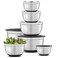 JoyJolt Stainless Steel Mixing Bowls with Airtight Lids, 7 Piece Nesting Bowls Set for Kitchen with Measurement Marks, Non-Slip Bottoms, Cooking, Baking, Prepping, Storage, 7/5/4/3/1.5/1/.75QT, Black