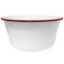 Large Mixing Bowl for Kitchen - Essential White Steel Dish with Red Trim for Salad, Batter, Cream - Chip-Resistant for Long-Lasting Durability