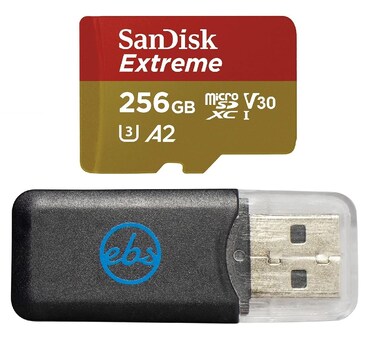 SanDisk 256GB Extreme MicroSDXC UHS-I Memory Card for DJI Drones Works with Avata and Goggles 2 (SDSQXAV-256G-GN6MN) Class 10 Bundle with 1 Everything But Stromboli Micro SD Card Reader