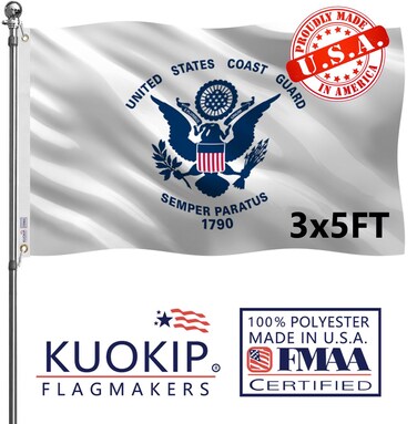 Double Sided US Coast Guard Military Flag 3x5 Outdoor Heavy Duty 3Ply Polyester United States Coast Guard USCG Flags Banners with 2 Brass Grommets