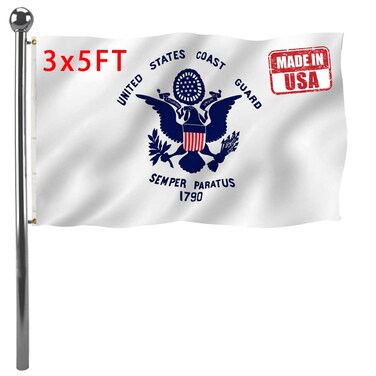 Jayus US Coast Guard Flag Military Flags 3x5 Outdoor Made in USA - Double Sided Heavy Duty United States Coast Guard Flag Banner with 2 Grommets