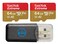 SanDisk Extreme 64GB MicroSDXC (x2) Memory Card Works with GoPro Action Camera Hero 12 Black (SDSQXAH-064G-GN6MN) U3 V30 A2 Bundle with (1) Everything But Stromboli MicroSD Card Reader