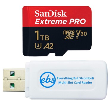 SanDisk Extreme Pro 1TB Micro SD Memory Card Works with Hero 12 Black GoPro Action Camera (SDSQXCD-1T00-GN6MA) Bundle with 1 Everything But Stromboli MicroSDXC &amp; SD Card Reader