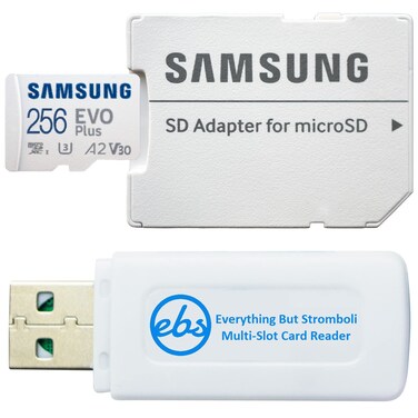 Samsung 256GB Micro SDXC EVO Plus Memory Card for Tablets Compatible with Samsung Galaxy Tab S9 FE and FE+ (MB-MC256SA) U3 C10, A2 V30 Bundle with 1 Everything But Stromboli SD &amp; MicroSD Card Reader