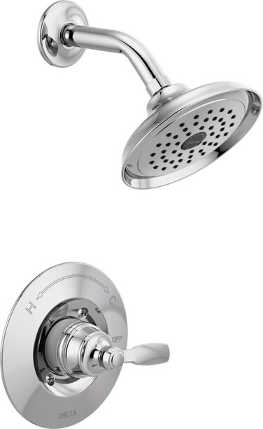 Delta Faucet Woodhurst 14 Series Single-Handle Chrome Shower Faucet, Shower Trim Kit with Single-Spray Chrome Shower Head, Shower System, Chrome T14232 (Valve Not Included)
