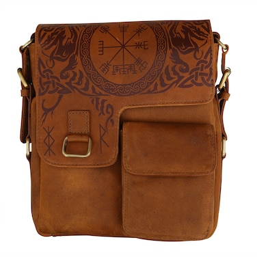 Mythrojan URBAN VIKING SATCHEL REAL LEATHER Messenger bag Vintage Look Celtic iPad Tablet Bag Cross Body Shoulder Bag, 10.6&rdquo;x8.6&rdquo;x 2.6&rdquo;