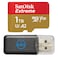 SanDisk 1TB Extreme MicroSDXC Card Compatible with GoPro Hero (2024) and Hero 13 Action Cameras V30 190MB/s Read Speed (SDSQXAV-1T00-GN6MN) Bundle with (1) Everything But Stromboli MicroSD Reader