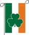 Burlap Double Sided Irish Flag with Shamrock Polyester Garden Flag Banner 12 x 18 Inch House Flags for Outdoor Home Garden Flower Pot Decoration (Irish Shamrock)