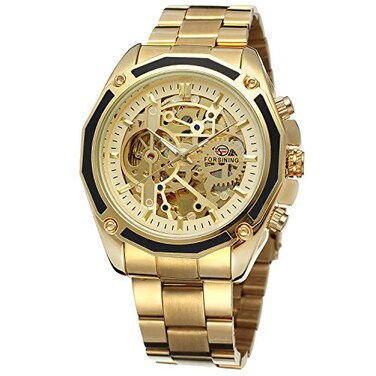 FORSINING Men's Self-Winding Analogue Skeleton Watch with Stainless Steel Bracelet