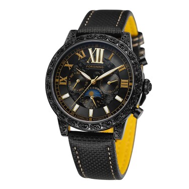 FORSINING Men's Automatic Self Winding Moon Phase Luxury Brand Date Calendar Wrist Watch