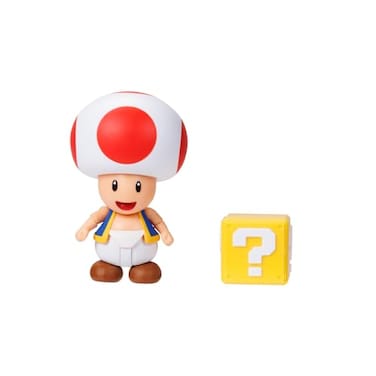 Super Mario 4" Action Figures Red Toad with Question Block