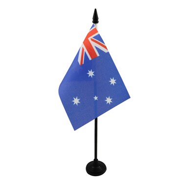 Australia Table Flag 4'' x 6'' - Australian Desk Flag 15 x 10 cm - Black plastic stick and base - AZ FLAG