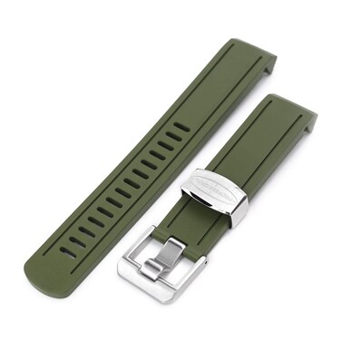 20mm Crafter Blue Rubber Watch Band compatible with Seiko Sumo SBDC001, Military Green