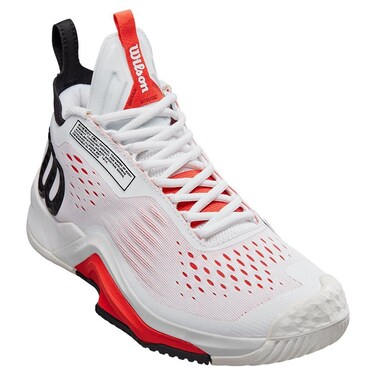 WILSON Men`s Rush Pro 4.0 MID Tennis Shoes White and Poppy, 12
