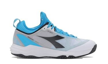 Diadora Men's Speed Blushield Fly 3 + All Ground Tennis Shoe (White/Black/Blue Jewel, 10.5)