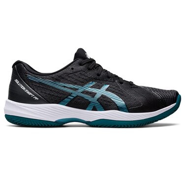 ASICS Men's Solution Swift FlyteFoam Clay Tennis Shoes, 13, Black/Misty Pine