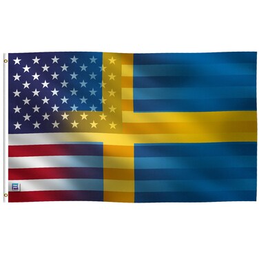 3x5 ft Swedish American Hybrid Flag: 100% Polyester Banner, Brass Grommets &amp; Strong Canvas Header, For Use Outdoor or Indoor