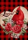 Covido Home Decorative Valentine's Day Loved Garden Flag, Cardinal Bird Yard Red Black Buffalo Plaid Check Rose Anniversary Outside Decoration Wedding Engagement Outdoor Small Decor Double Sided 12x18