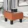 Homebeez 13" Small Footstool Leathaire Fabric Ottoman Footrest Modern Home Living Room Bedroom Square Stool with Padded Seat Plastic Legs, Orange