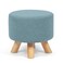 Asense Small Round Ottoman Foot Rest Stool Fabric Padded Seat Footstool Ottoman with Anti-Slip Wooden Legs (Light Blue,Fabric)