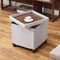 15 Inches Storage Ottoman with Wooden Legs Cube Foot Rest Stool, Square Footstool Storage, Ottoman with Storage for Living Room, Foldable Fabric Ottoman, Comfortable Seat with Lid, Space-Saving White