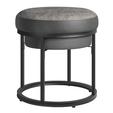 SONGMICS HOME LUIZ Collection - Ottoman Footstool, Round Ottoman, Vanity Chair Stool, Footrest, Reversible Top, Side Table, Max. Load 660 lb, Bedroom Living Room Entryway, Dove Gray ULOM080G01