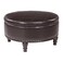 INSPIRED by Bassett OSP Home Furnishings Augusta Round Storage Ottoman with Decorative Nailheads and Flip Over Lid with Serving Tray Surface, Espresso Faux Leather