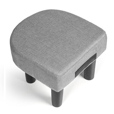 Allinside Ottoman Footstool with Handle, D-Shaped Linen Footrest, Small Shoe Seat Step Stool, Soft Sponge Foot Stool for Living Room, Bedroom, Couch, Entryway (Grey)