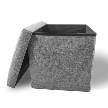 Cosaving Storage Ottoman Storage Cube Seat Foldable Foot Rest Stool with Memory Foam for Space Saving, Ottoman 11.8x11.8x11.8 inches, Grey