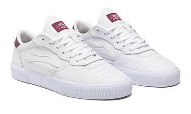 Lakai Skateboard Shoes Cambridge White/Burgundy Leather Size 9.5