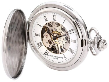 Charles-Hubert, Paris 3917 Premium Collection Stainless Steel Mechanical Pocket Watch