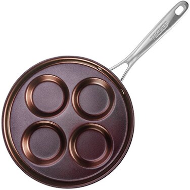 TECHEF - Eggcelente Pan, Plett Pan, Multi Egg Pan, 4-Cup Egg Frying Pan, Nonstick Egg Cooker Pan, (Made in Korea) (Purple)