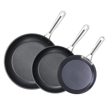Cooks Standard Frying Omelet Pan Set, 3-Piece Classic Hard Anodized Nonstick 8-Inch/10.5-Inch/12-Inch Saute Skillet Egg Pan, Black