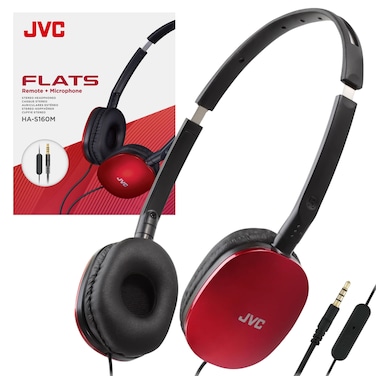 JVC Flats On-Ear Wired Headphones with Mic - Flat Foldable Design - 30mm- Neodymium Driver for Powerful Sound - Soft Ear-Pads for Comfort - Lightweight &amp; Portable - PC/Laptop/Gaming - 3.5mm Slim Plug