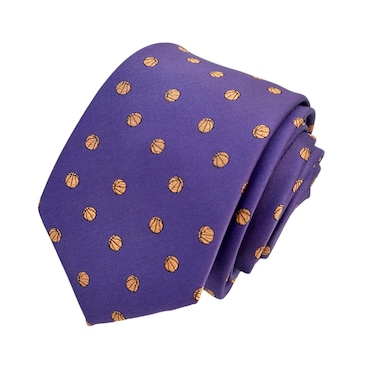 Men's Basketball Necktie - Basketball Tie - Purple Basketball Necktie - Lakers Necktie - Basketball Gift - Men's Basketball Gift (Regular Length)