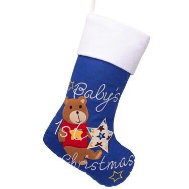 BHD BEAUTY Embroidery Baby Girl's 1st Christmas Stockings 21 inches Light Pink Unicorn (1 Pack)