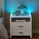 GAOMON White Nightstand with LED Lights, Modern Night Stand with 2 Storage Drawer and Open Storage, End Side Table for Bedroom Living Room