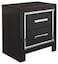 Signature Design by Ashley Kaydell Glam 2 Drawer Nightstand with Faux Alligator Panels &amp; Chrome-Tone Accents, 24.41" Tall, Black