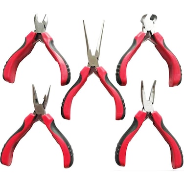 Ubrand HengYee 5-Pieces Mini Pliers Set - Long Nose, Bent, Needle Nose, Diagonal, End Cut, Spring Loaded Handle, 5 Inch - Mechanic, Craftsman Basic Tool Kit 2011-qzt01