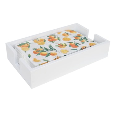 Disposable Hand Towel Napkin Holder, Guest Towel Holder Tray with Two Side Opening, Paper Hand Towel Holder, Napkin Holder for Table, Dinner Napkin Holder for Kitchen Bathroom, Wooden White