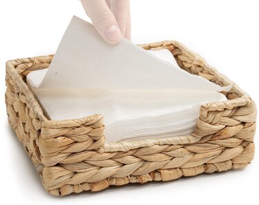 CLAYNIX Rattan Napkin Holders for Table, Napkins Holder For Paper Napkins, Kitchen Luncheon Paper on Boho Dining Countertop - Square