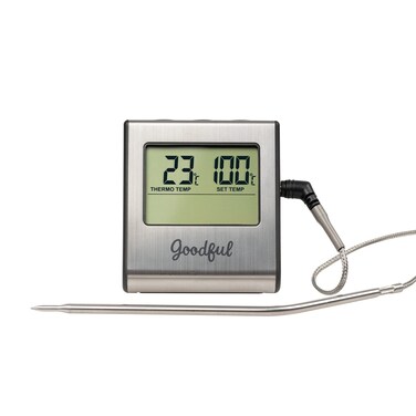 Goodful Wired Probe Meat Thermometer with Timer, Programmed with Preset USDA Approved Temperatures for Different Types of Meat, Withstand Temperatures to 716 Degrees F