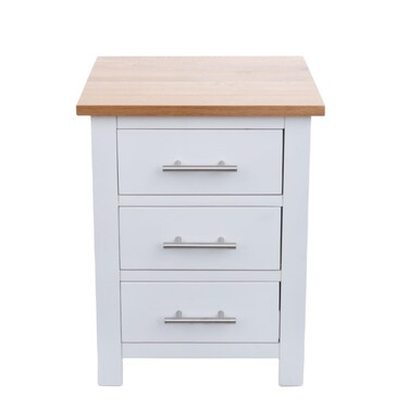 KendyOak Simple White Bedside Table with 3 Drawers Storage Modern Nightstands Furniture 12.6x16.54x22.05 Inches