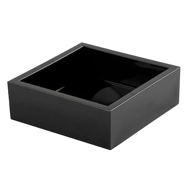Cocktail Napkin Holder in Black Bamboo for Folded Napkin Size 5" x 5" - Bar Beverage Napkin Holder - Small Dessert &amp; Appetizer Napkin Tray - Square Organizer Box