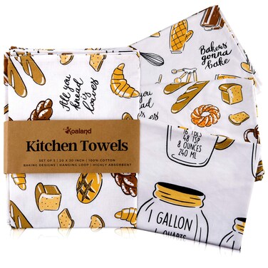 Flour Sack Tea Towels for Kitchen &amp; Pantry, Oversized 20x30 inch with Conversion, Bread &amp; Baking Tools, Cute Dish Towels, 100 Percent Cotton Kitchen Towel Set, Ideal Housewarming Gift New Home