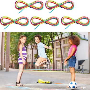 5 Pieces Chinese Jump Ropes Colorful Stretch Rope Elastic Fitness Game for Outdoor Exercise