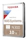 Toshiba N300 10TB NAS 3.5-Inch Internal Hard Drive - CMR SATA 6 Gb/s 7200 RPM 256 MB Cache - HDWG11AXZSTA