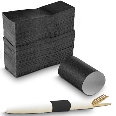 MT Products Black Self-Adhering Bond Paper Napkin Band - 1.5" x 4.25 (Pack of 750 Pieces)