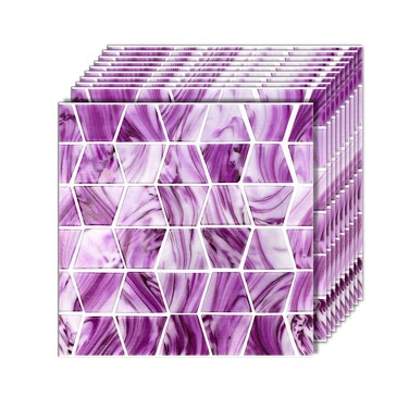 VIRANDA 20-Sheet Tiles Stickers Peel and Stick Backsplash Wall Tiles for Kitchen Bathroom,Purple 7.9"x7.9